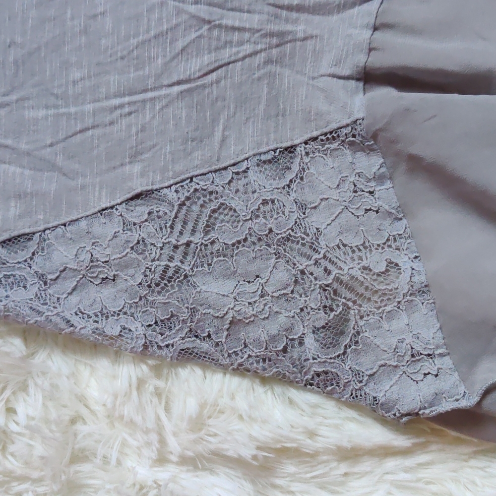 ROMY Lace Baby Doll Tank Top Gray, Size Small - Picture 4 of 6